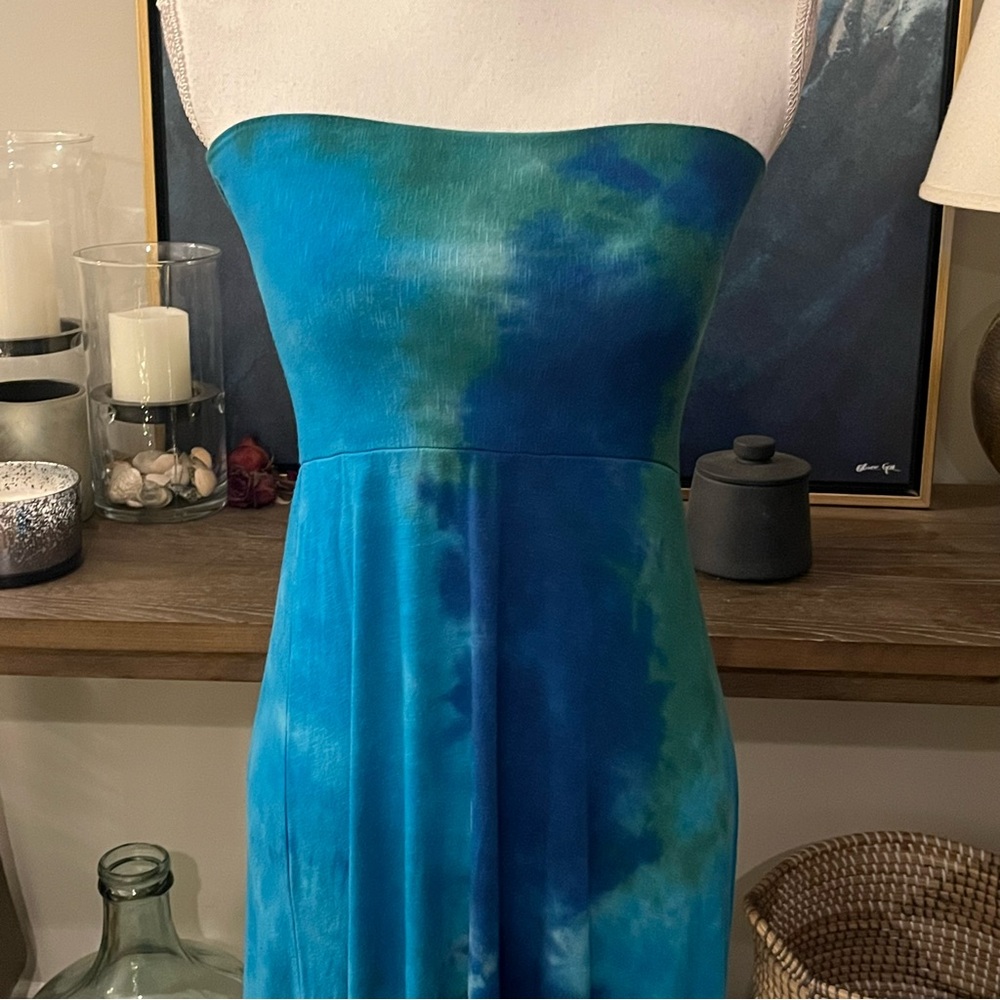 Lucky Brand Blue Tie-Dye Strapless Maxi Dress Convertible Skirt XS S - Picture 2 of 5